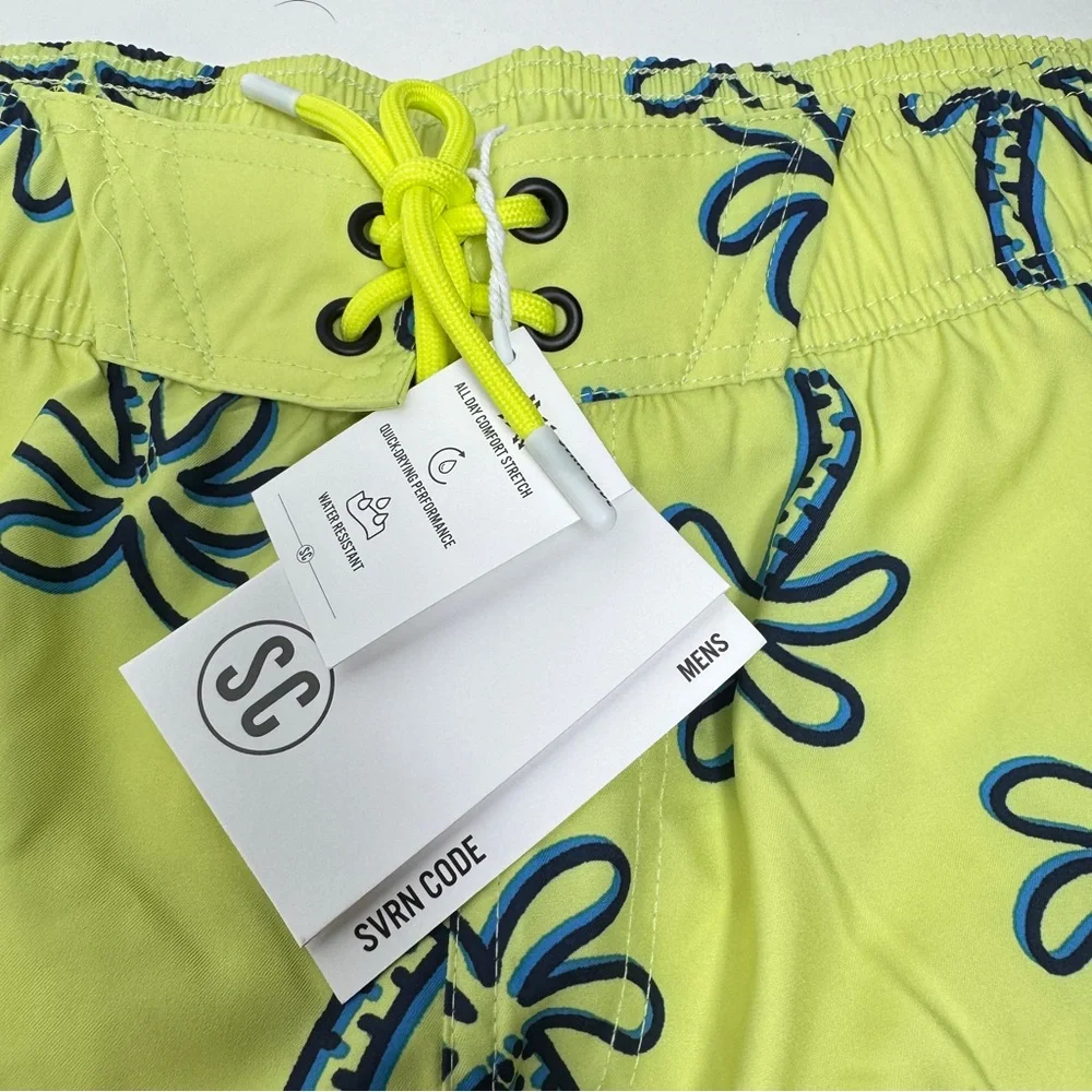 SVRN‎ Sovereign Code Swim Trunks Mens Medium Yellow Hawaiian Board Shorts NEW
